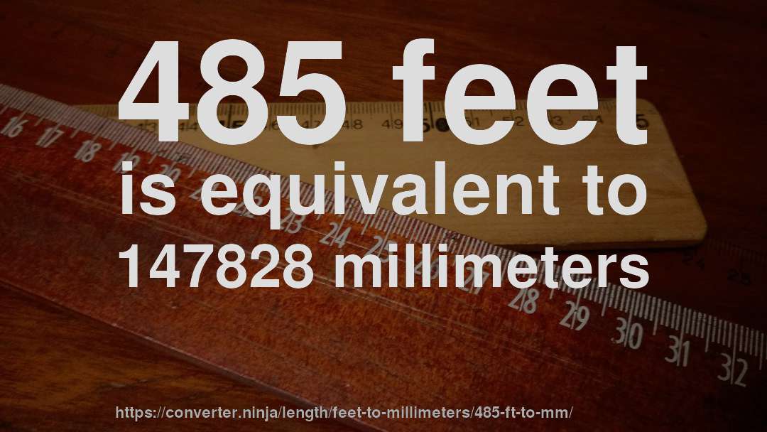 485 feet is equivalent to 147828 millimeters