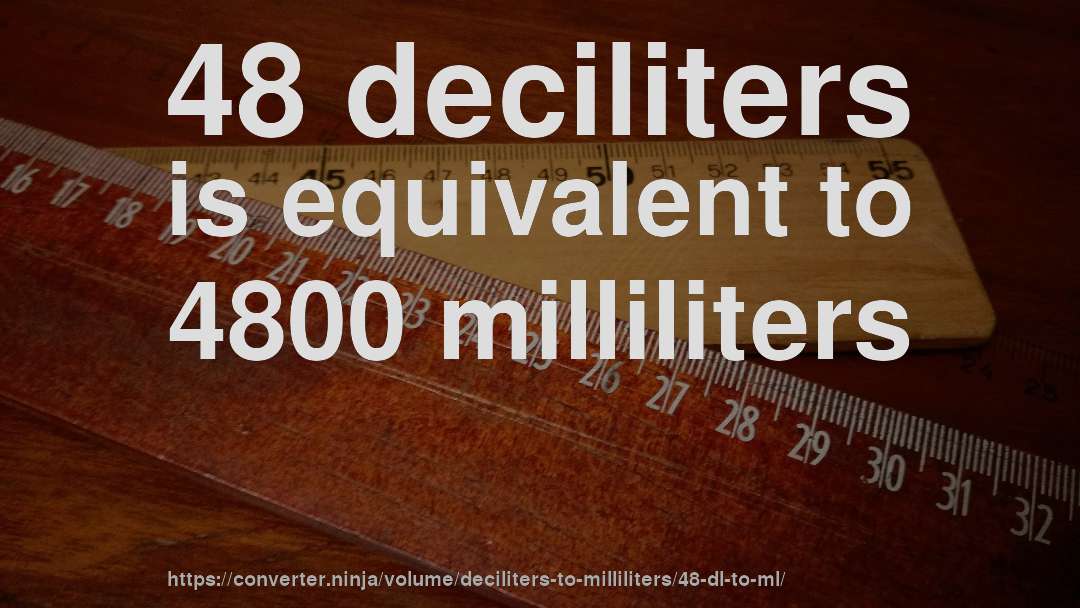 48 deciliters is equivalent to 4800 milliliters