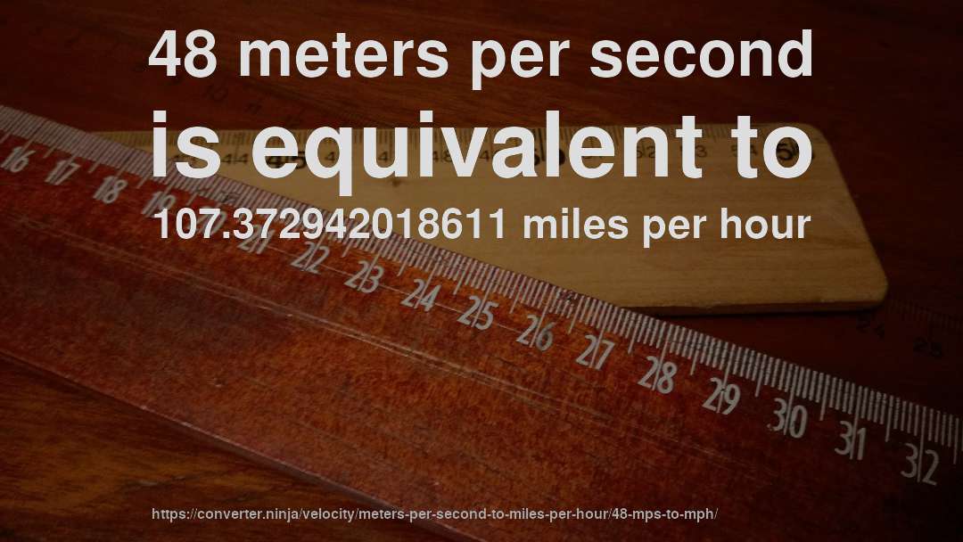48 meters per second is equivalent to 107.372942018611 miles per hour