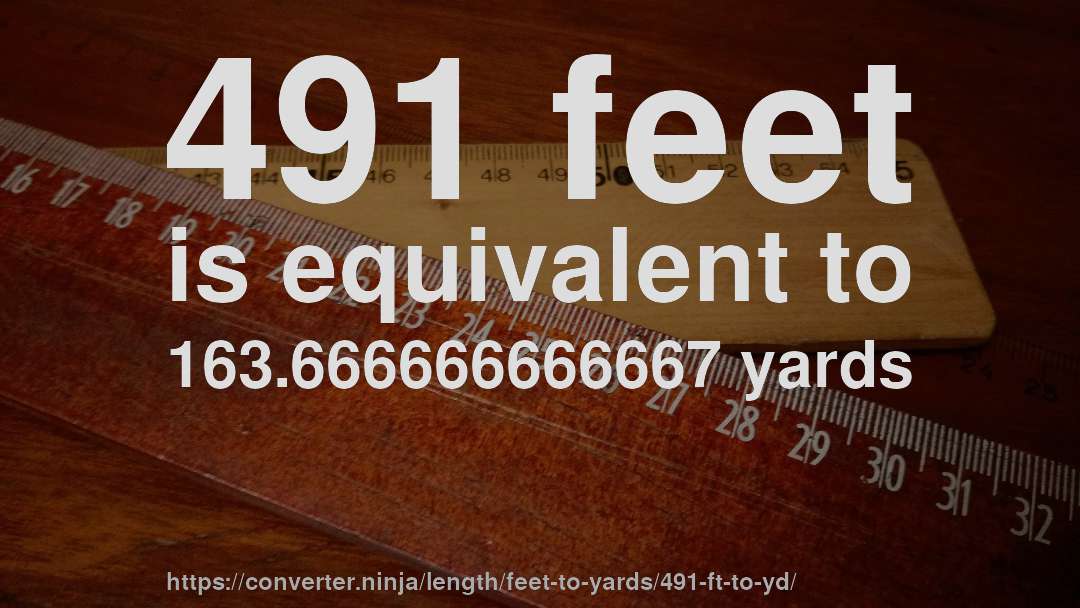 491 feet is equivalent to 163.666666666667 yards