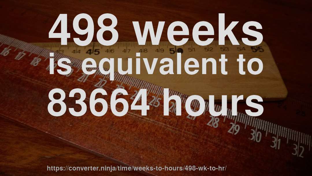 498 weeks is equivalent to 83664 hours