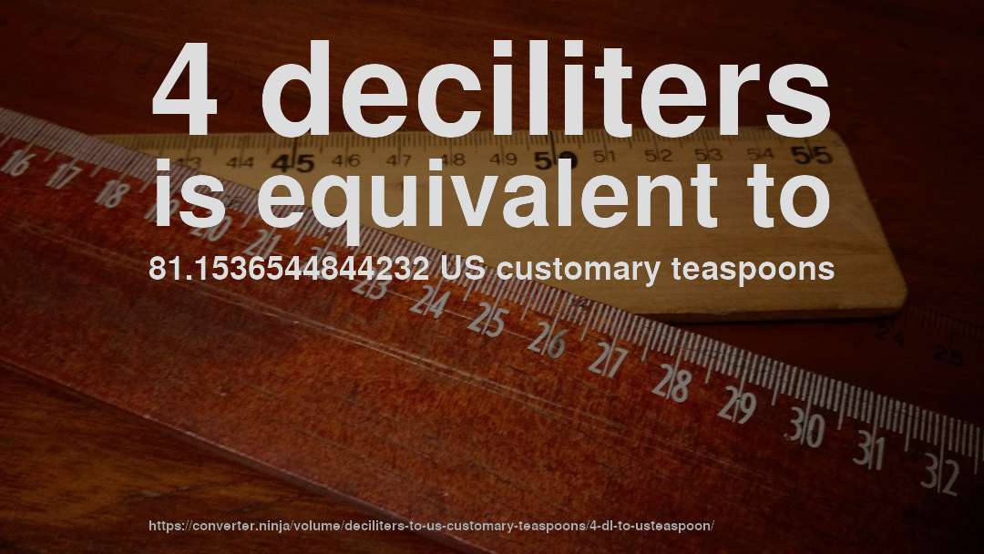 4 deciliters is equivalent to 81.1536544844232 US customary teaspoons