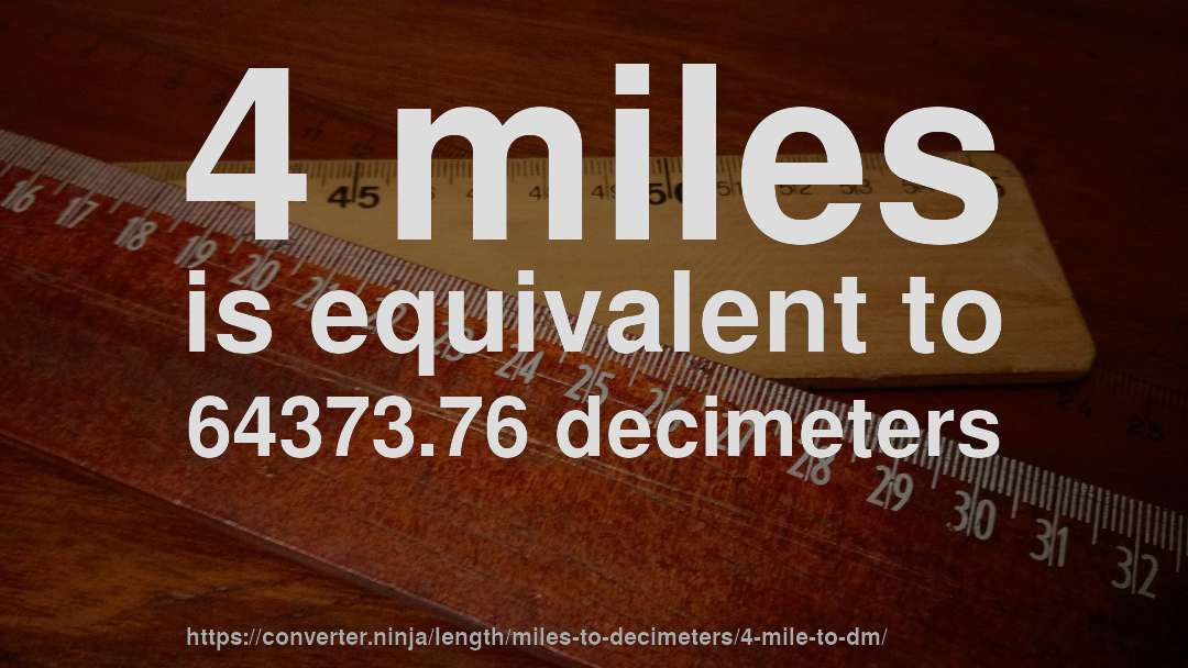 4 miles is equivalent to 64373.76 decimeters