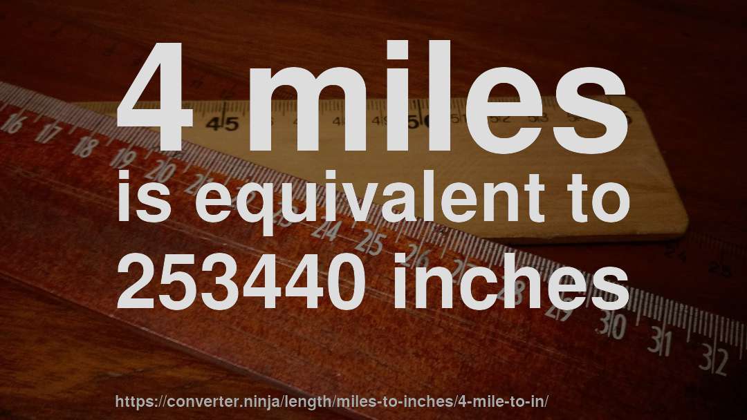 4 miles is equivalent to 253440 inches