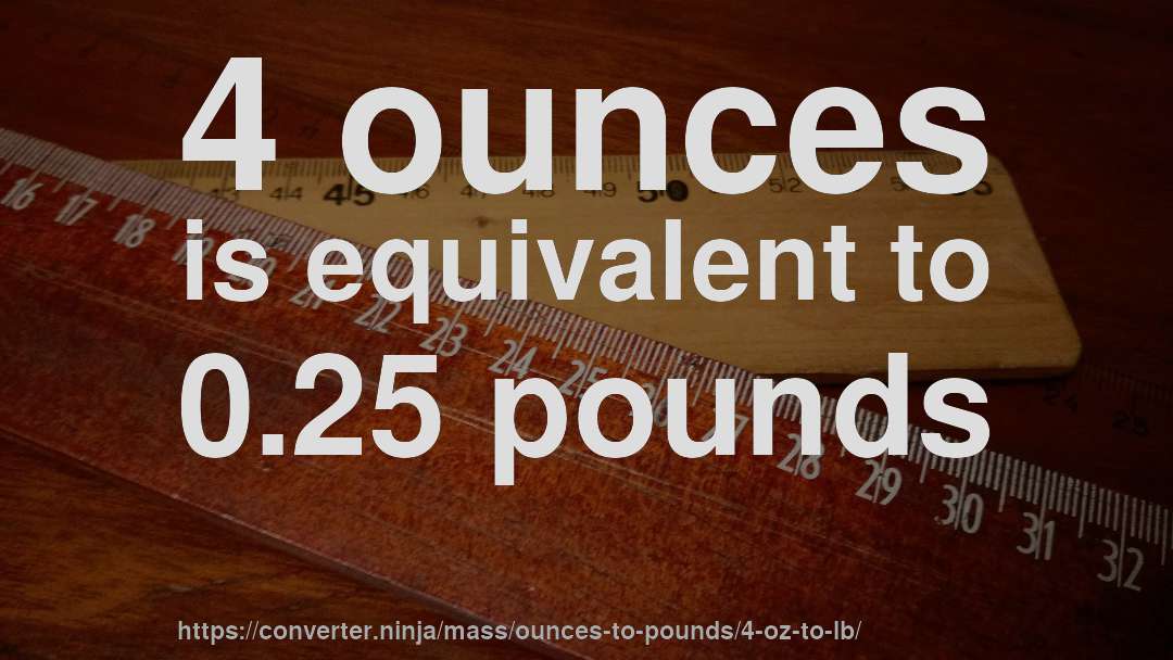 4 ounces is equivalent to 0.25 pounds