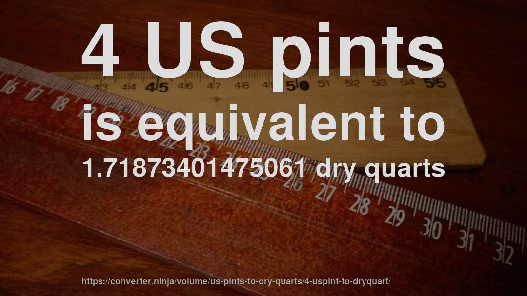 4 US pints is equivalent to 1.71873401475061 dry quarts