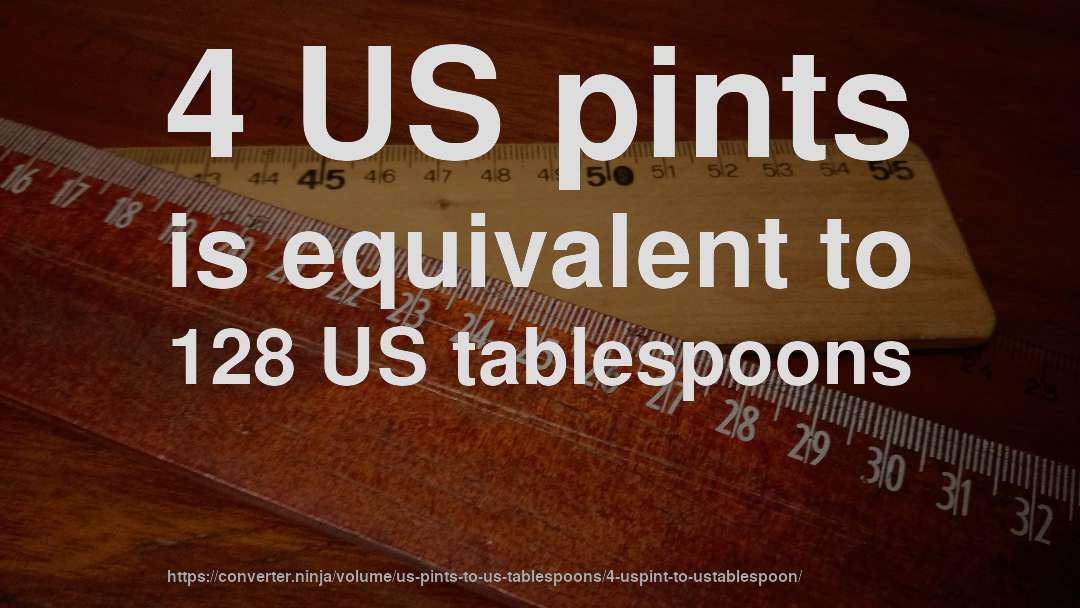 4 US pints is equivalent to 128 US tablespoons