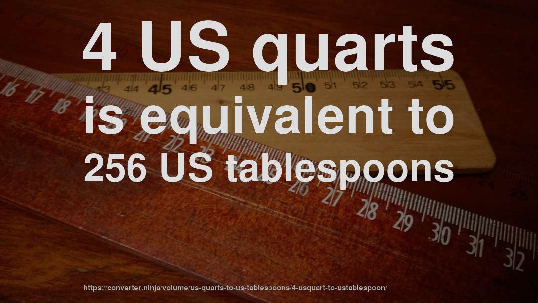 4 US quarts is equivalent to 256 US tablespoons