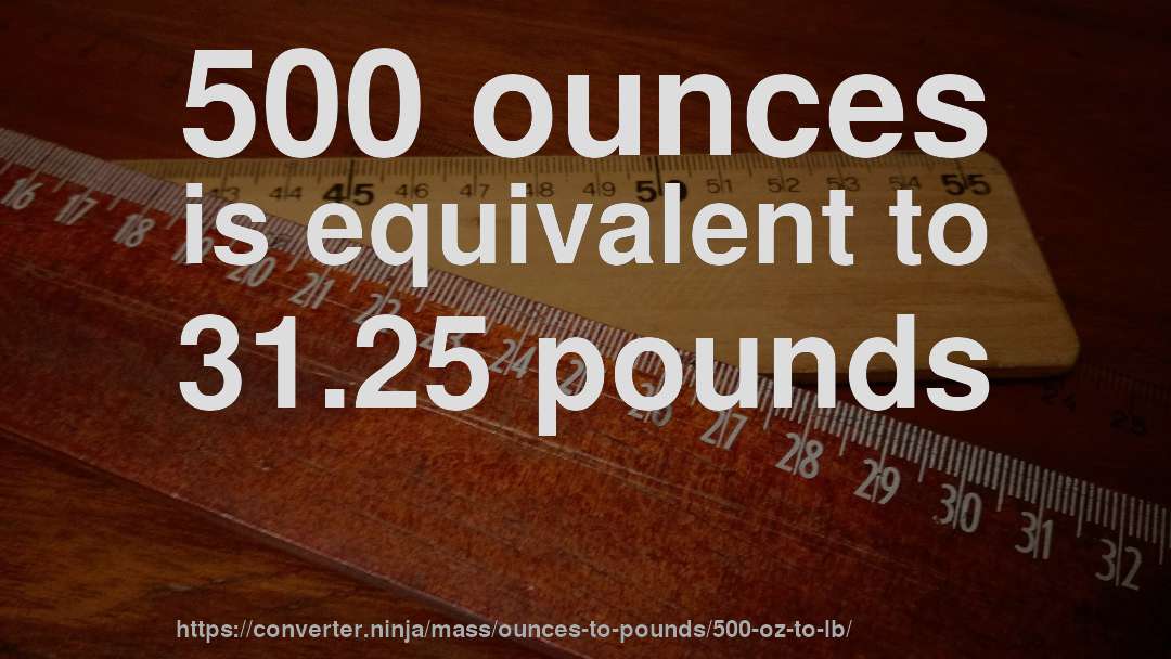 500 ounces is equivalent to 31.25 pounds