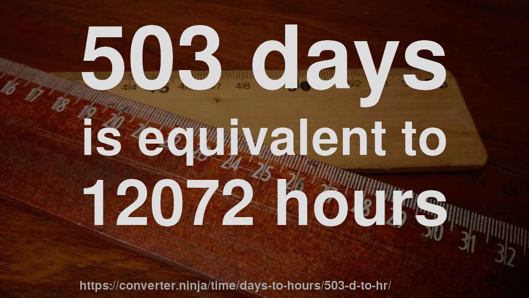503 days is equivalent to 12072 hours