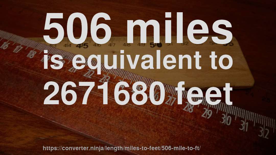 506 miles is equivalent to 2671680 feet