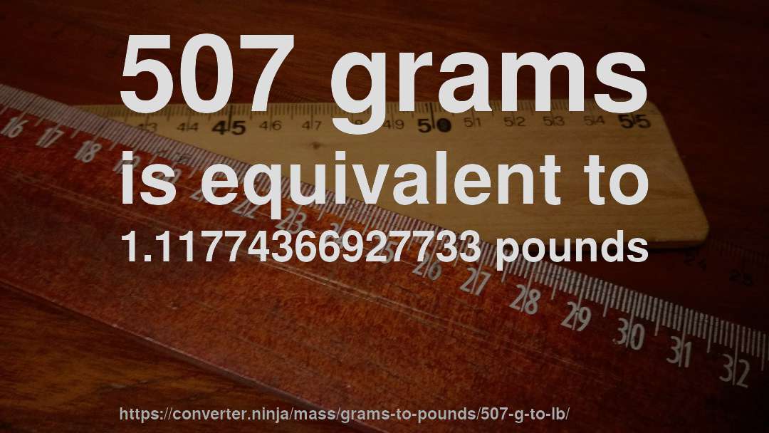 507 grams is equivalent to 1.11774366927733 pounds