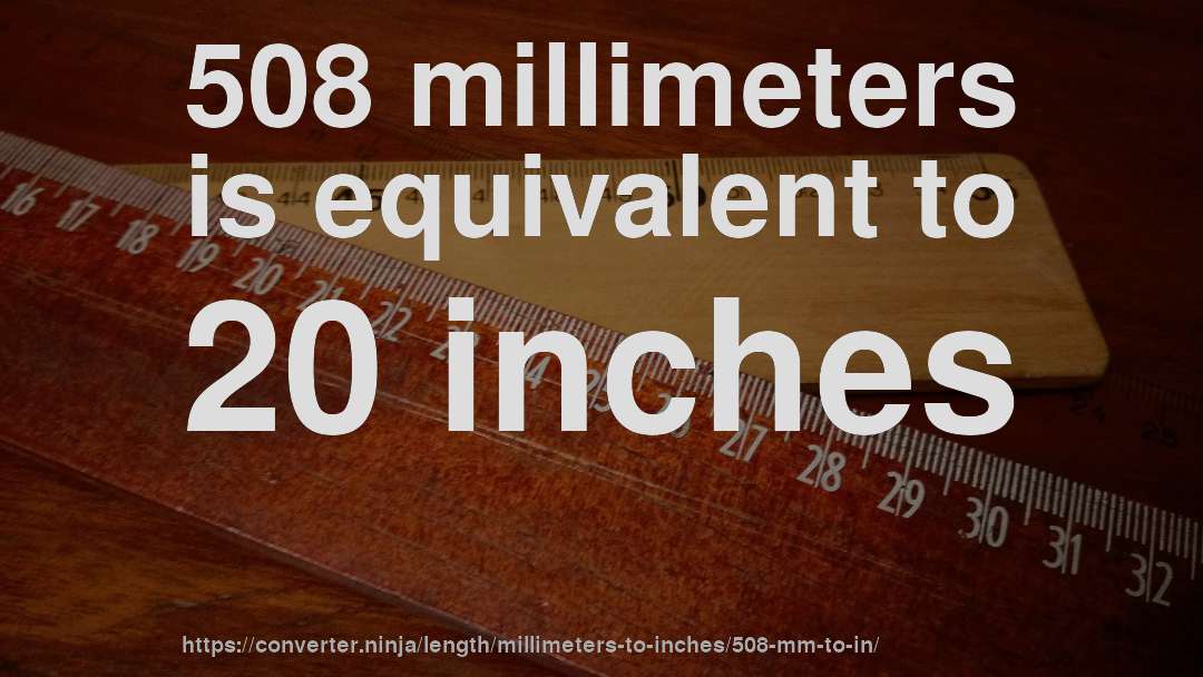 508 millimeters is equivalent to 20 inches