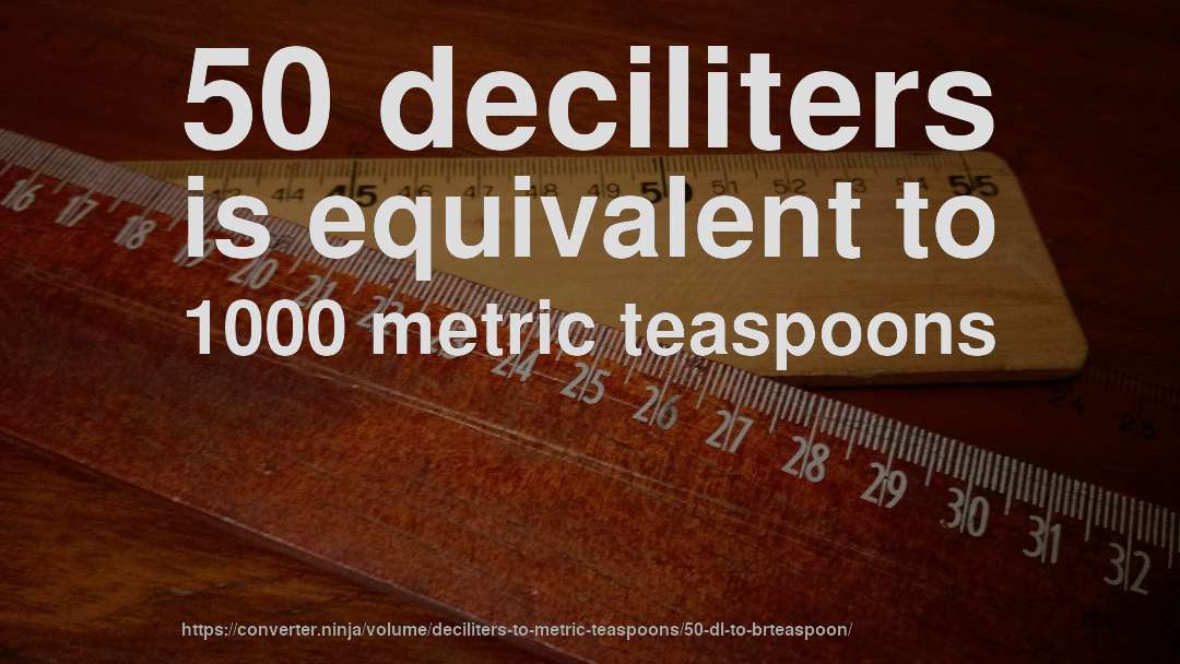 50 deciliters is equivalent to 1000 metric teaspoons