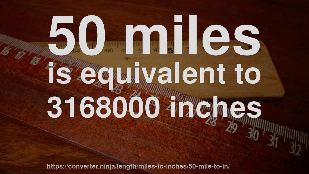 50 miles is equivalent to 3168000 inches