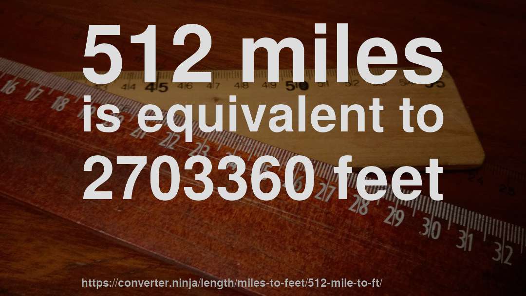 512 miles is equivalent to 2703360 feet