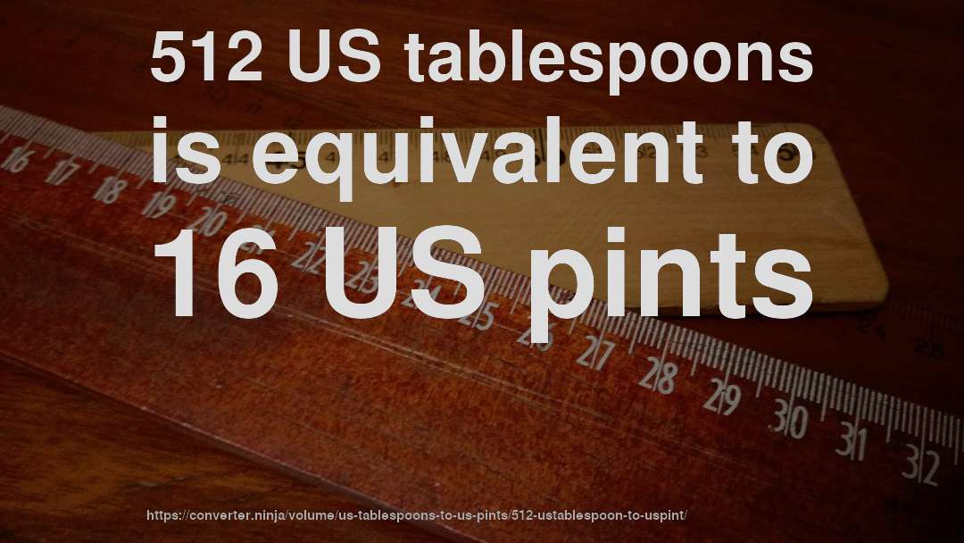 512 US tablespoons is equivalent to 16 US pints