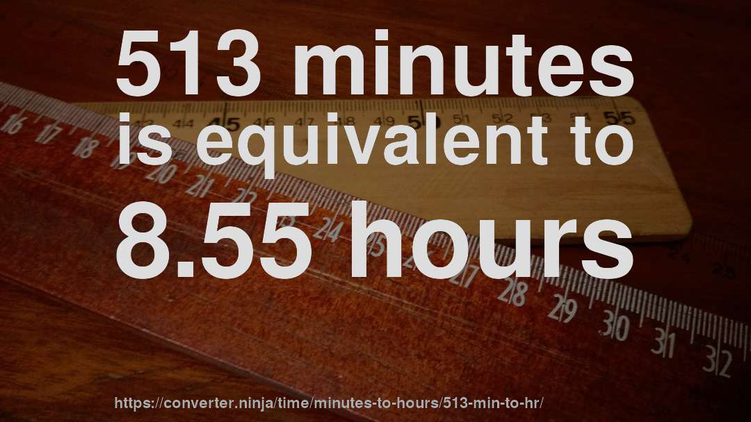 513 minutes is equivalent to 8.55 hours