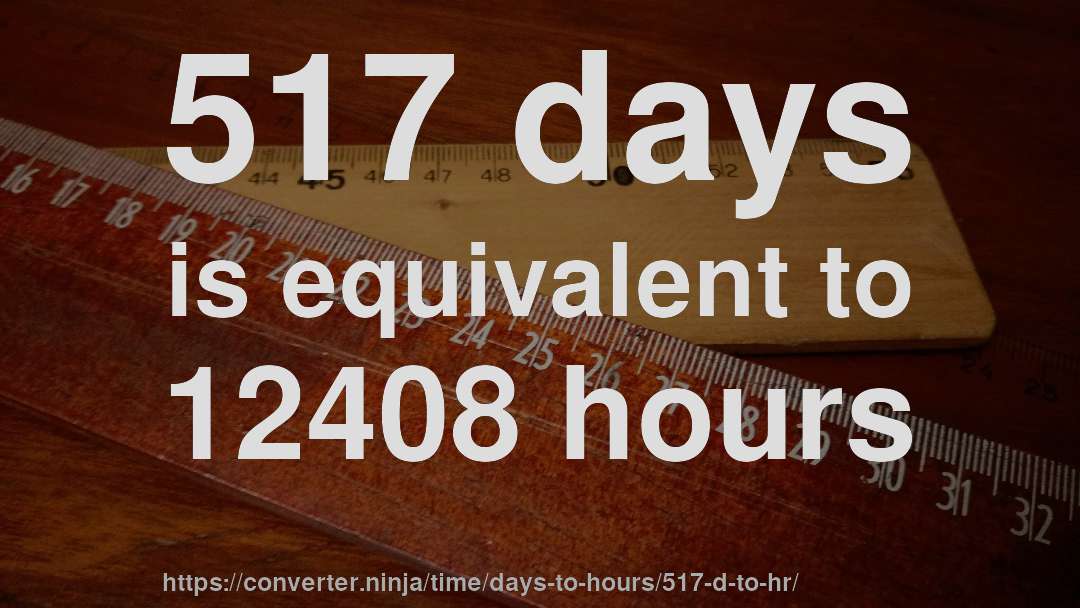 517 days is equivalent to 12408 hours