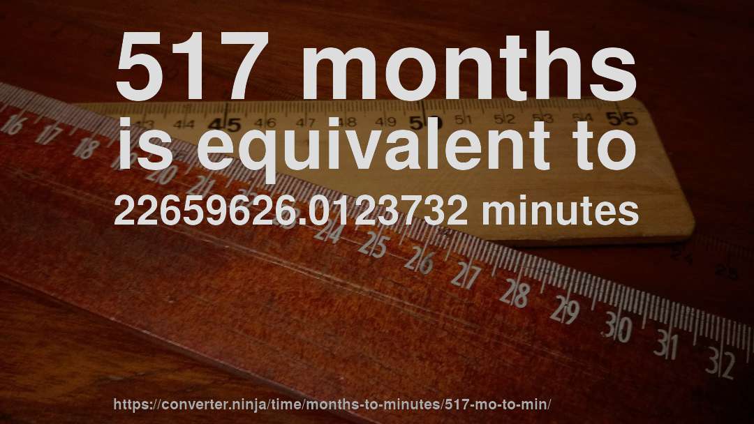 517 months is equivalent to 22659626.0123732 minutes