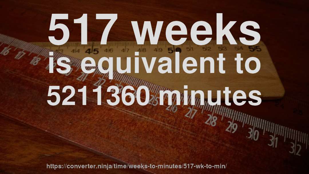 517 weeks is equivalent to 5211360 minutes