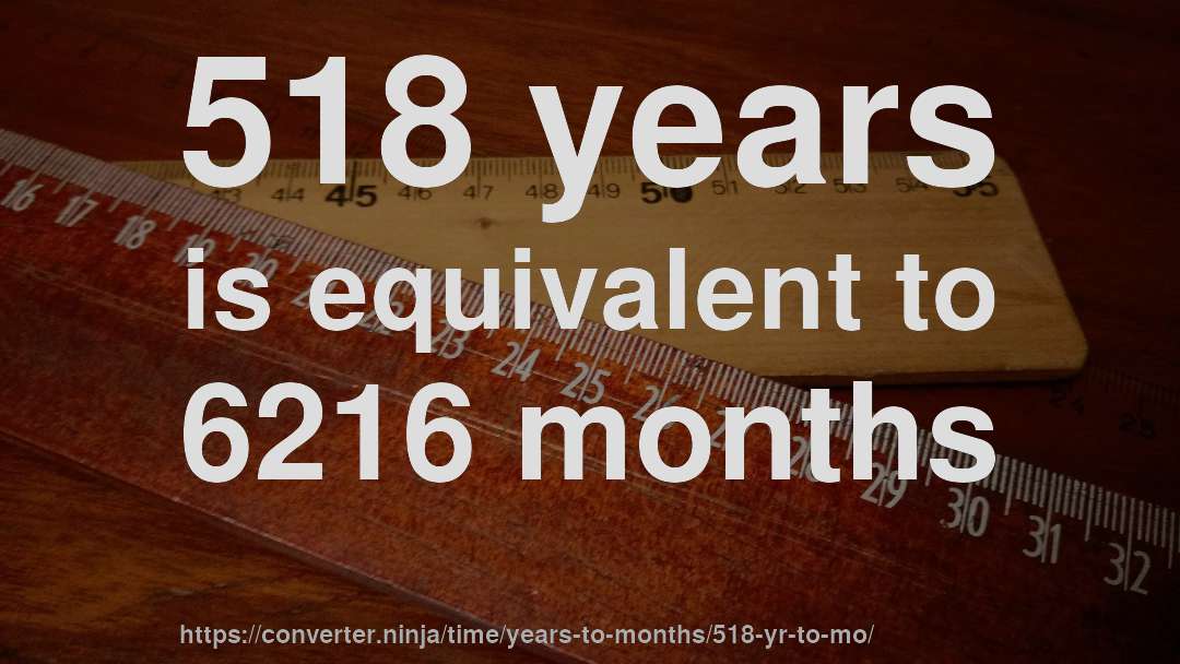 518 years is equivalent to 6216 months