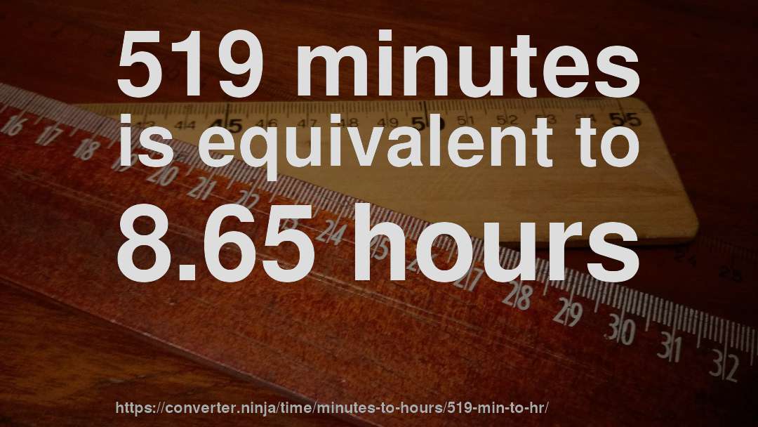 519 minutes is equivalent to 8.65 hours