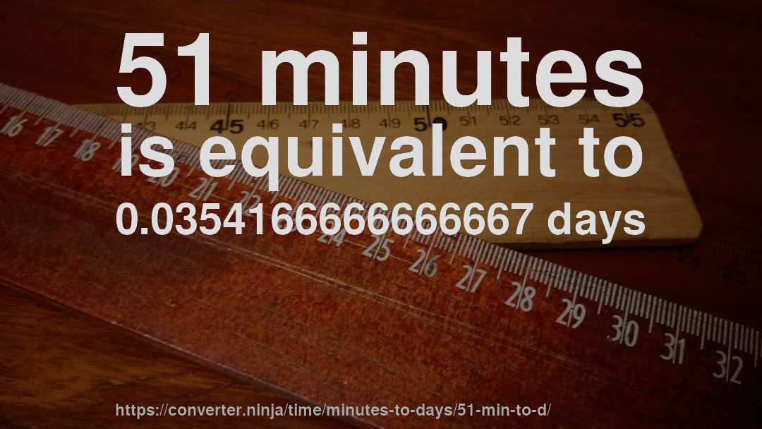 51 minutes is equivalent to 0.0354166666666667 days