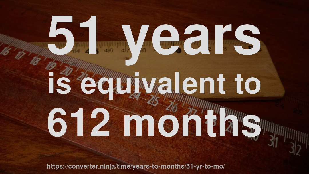 51 years is equivalent to 612 months