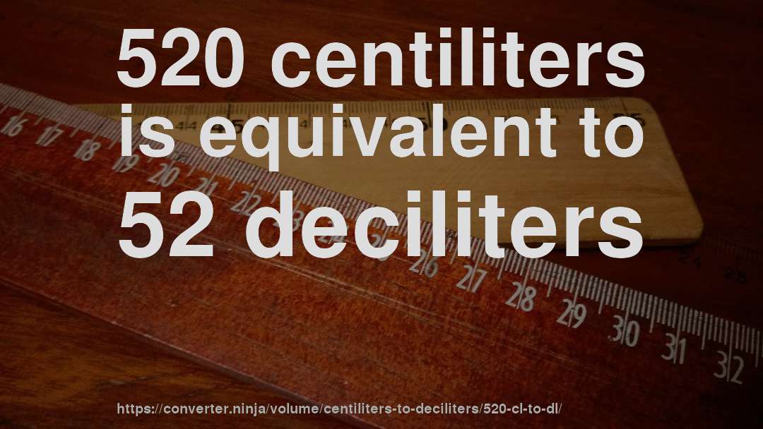 520 centiliters is equivalent to 52 deciliters