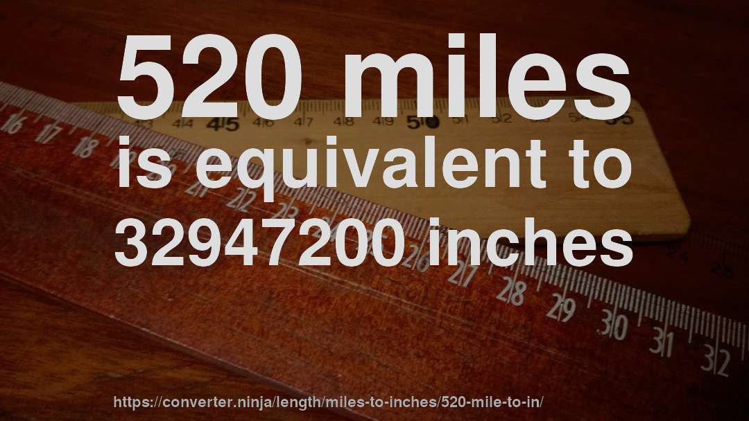 520 miles is equivalent to 32947200 inches