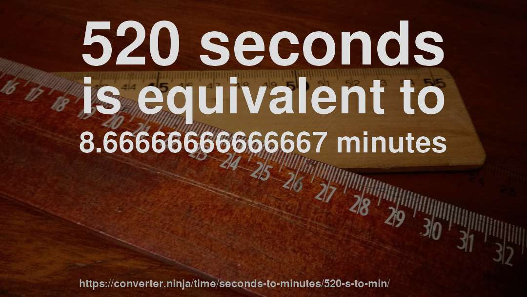 520 seconds is equivalent to 8.66666666666667 minutes