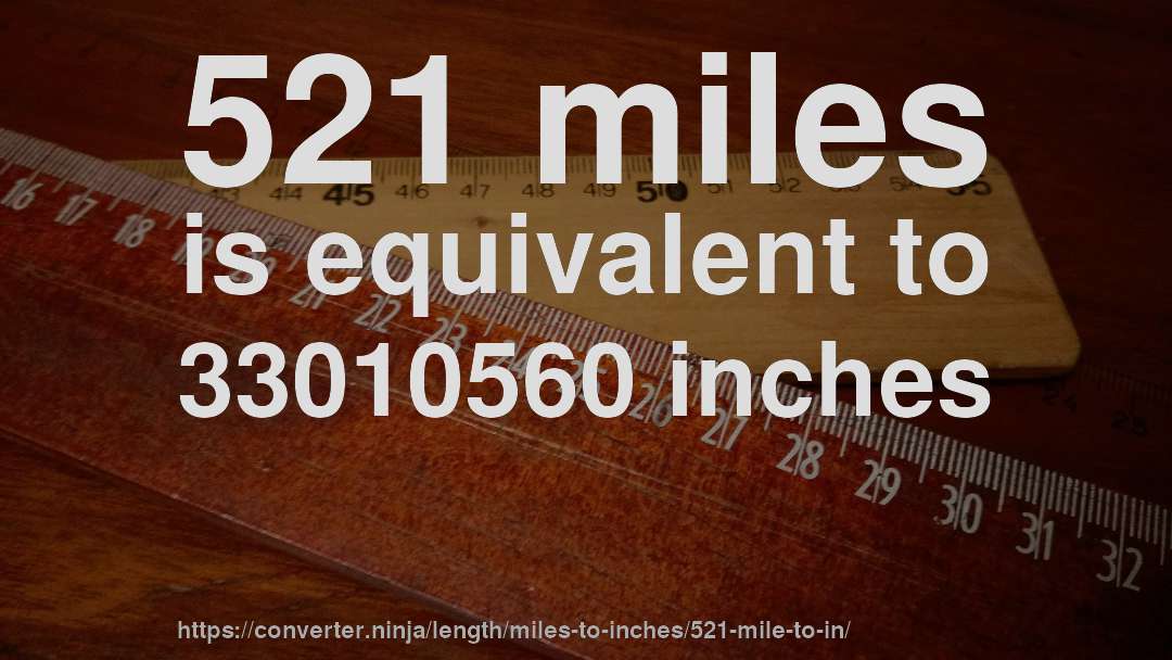 521 miles is equivalent to 33010560 inches