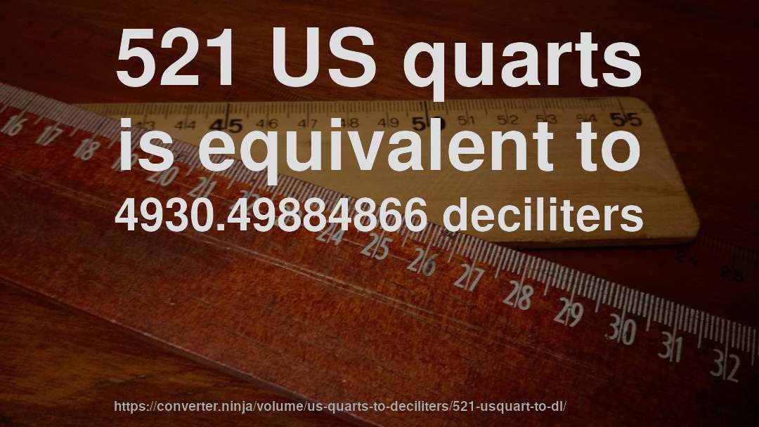 521 US quarts is equivalent to 4930.49884866 deciliters