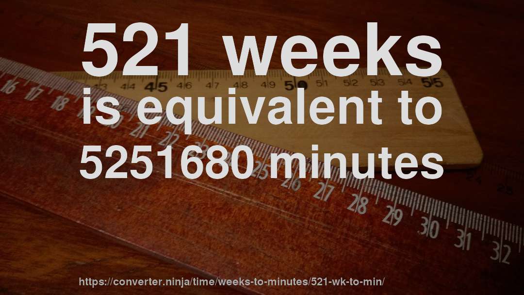 521 weeks is equivalent to 5251680 minutes