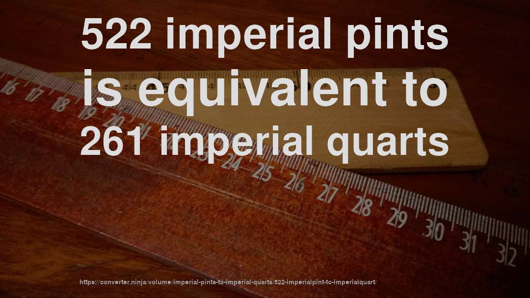 522 imperial pints is equivalent to 261 imperial quarts
