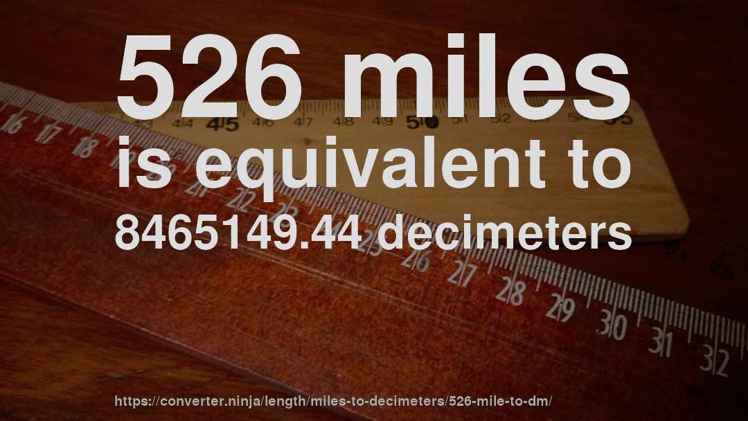 526 miles is equivalent to 8465149.44 decimeters
