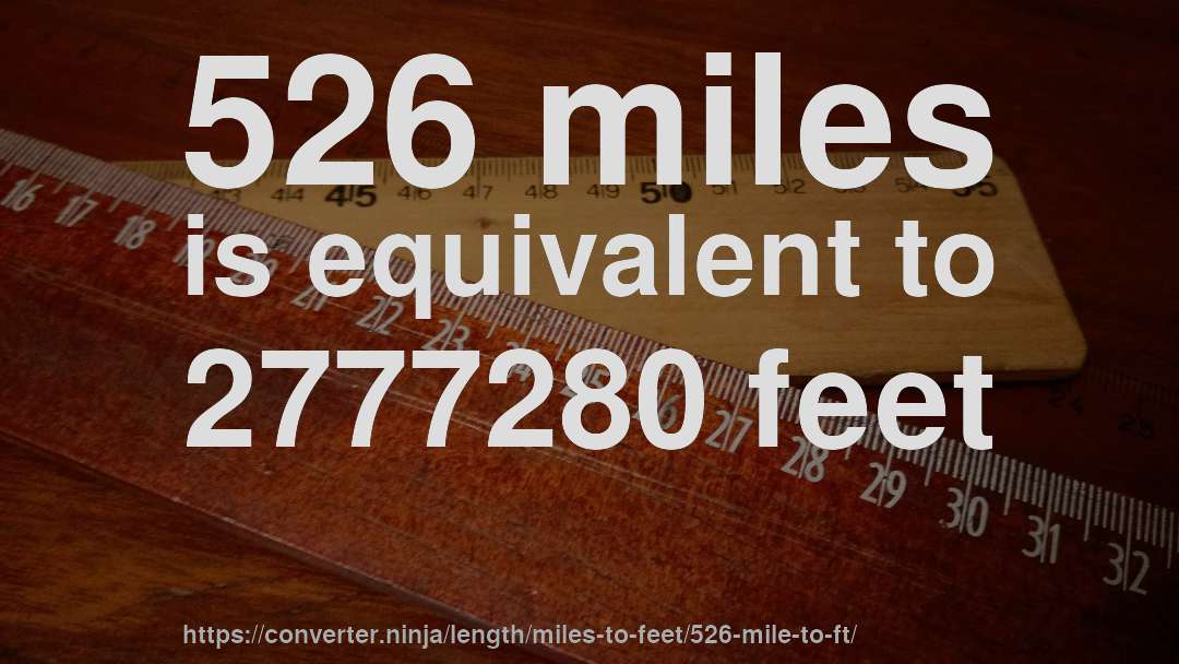 526 miles is equivalent to 2777280 feet
