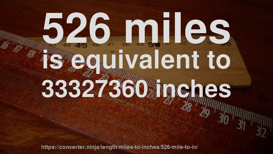 526 miles is equivalent to 33327360 inches