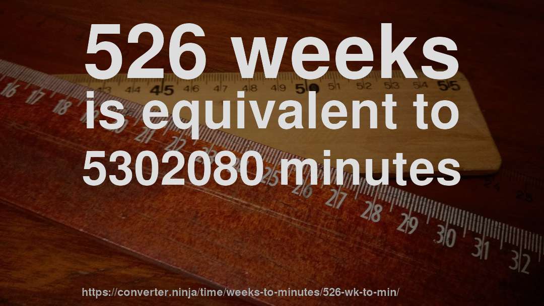 526 weeks is equivalent to 5302080 minutes