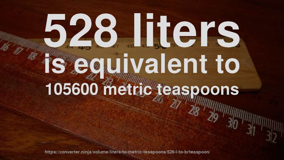 528 liters is equivalent to 105600 metric teaspoons