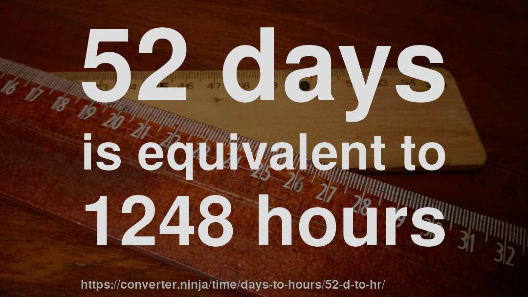 52 days is equivalent to 1248 hours