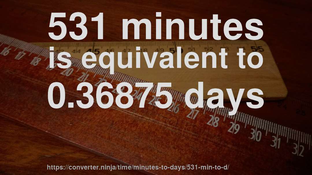531 minutes is equivalent to 0.36875 days