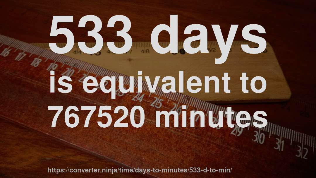 533 days is equivalent to 767520 minutes