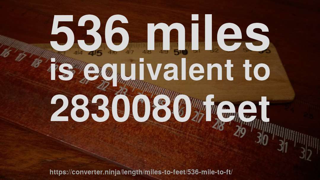 536 miles is equivalent to 2830080 feet
