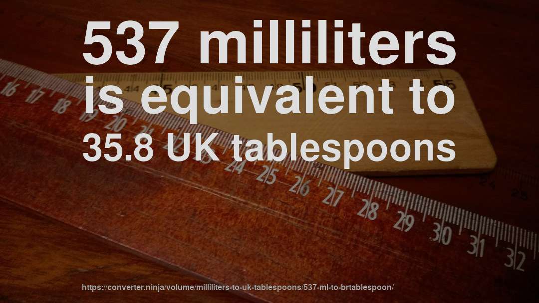 537 milliliters is equivalent to 35.8 UK tablespoons