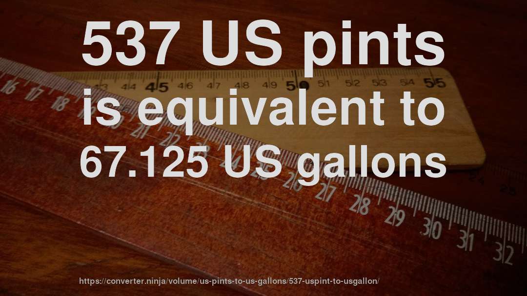 537 US pints is equivalent to 67.125 US gallons