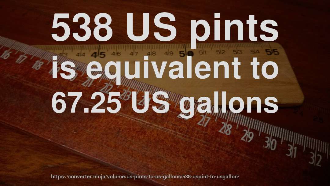 538 US pints is equivalent to 67.25 US gallons