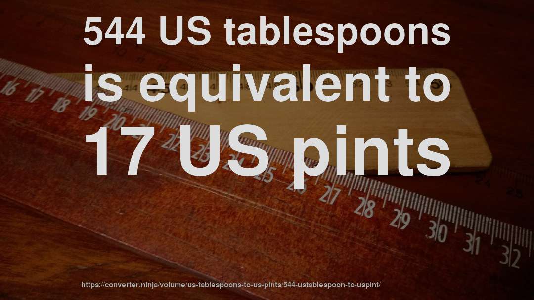 544 US tablespoons is equivalent to 17 US pints