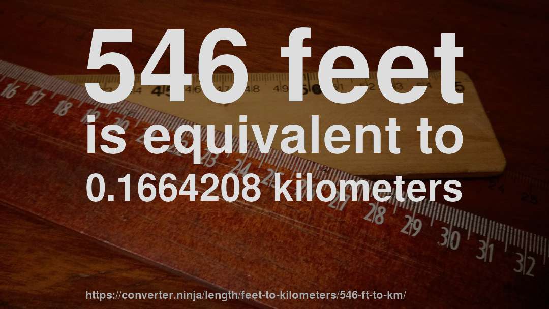 546 feet is equivalent to 0.1664208 kilometers